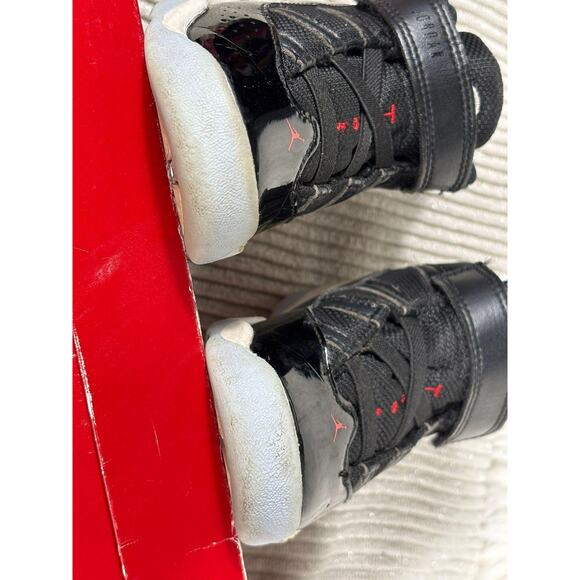 Jordan Shoes Toddler Size 9C Black Red 6 Rings Patent Leather Bred 323420-064 - Picture 7 of 8